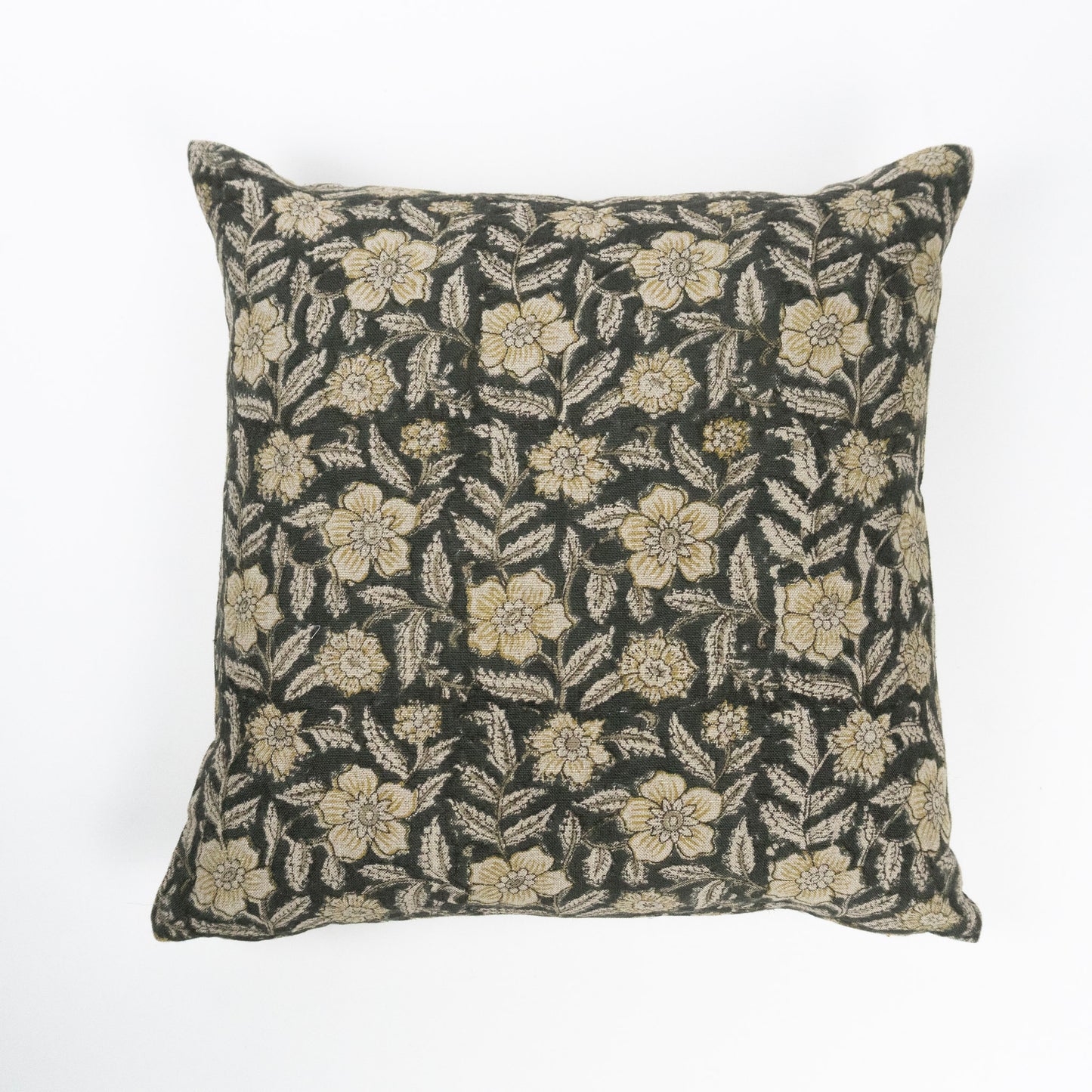 floral hand printed cushion cover